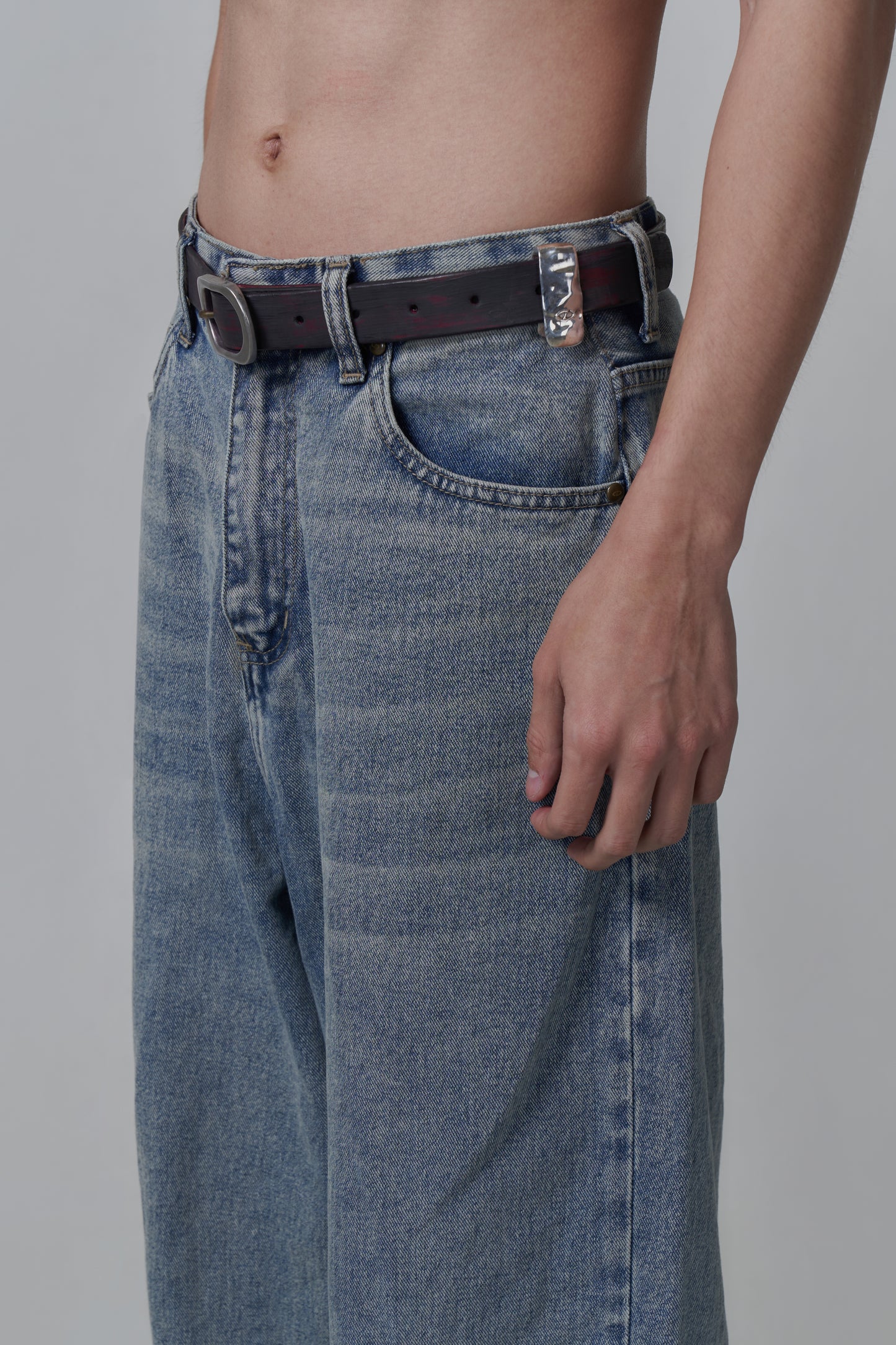 PAINTED LEATHER BELT - SILVER BELT’S BELT