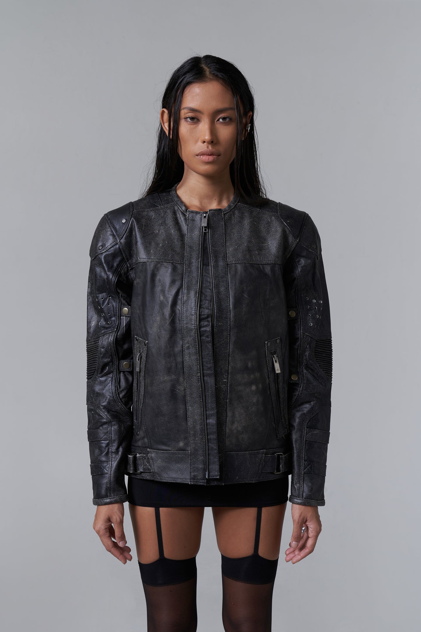 DISTRESSED LEATHER MOTO JACKET V2