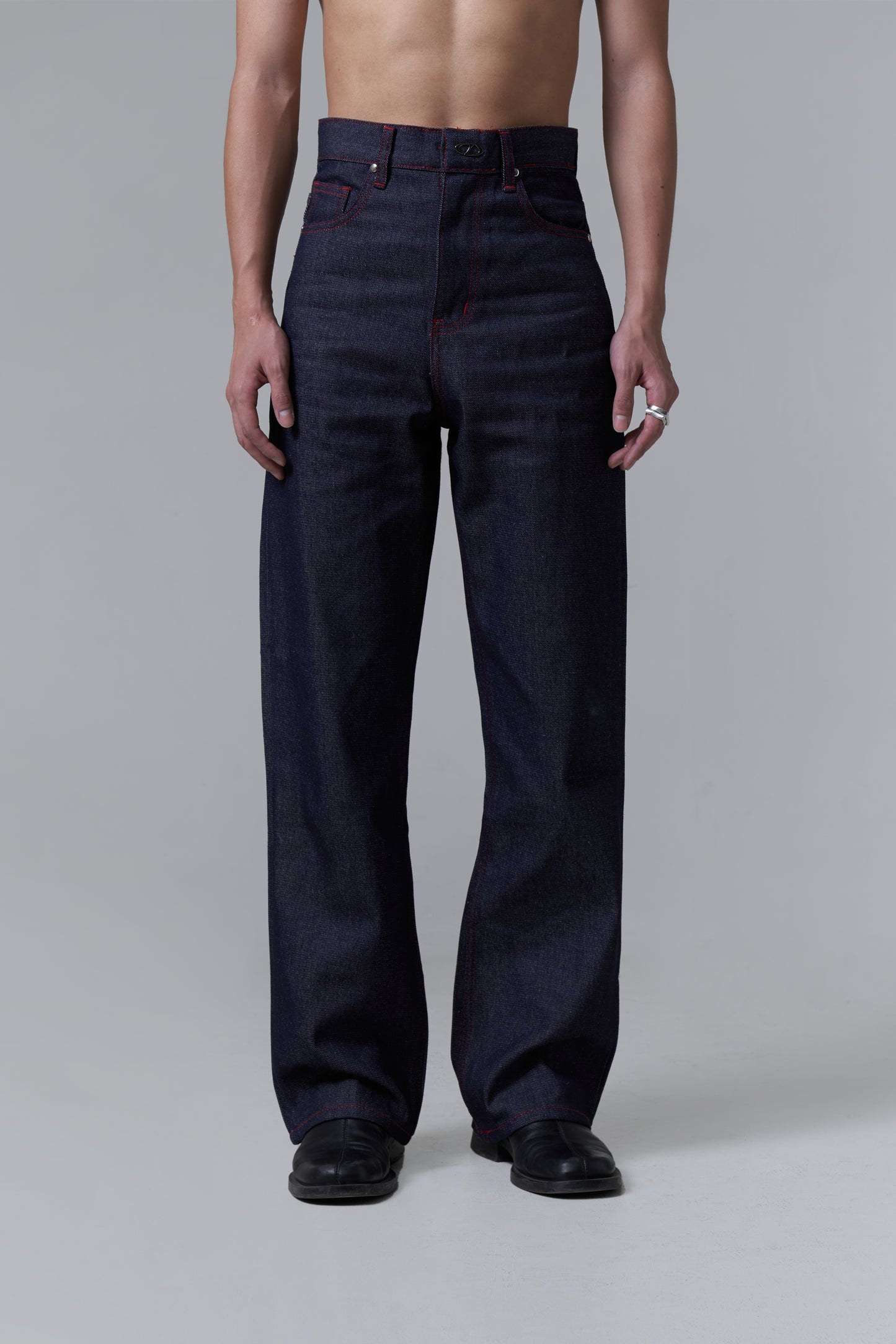 SEMI-FLARE DENIM PANTS