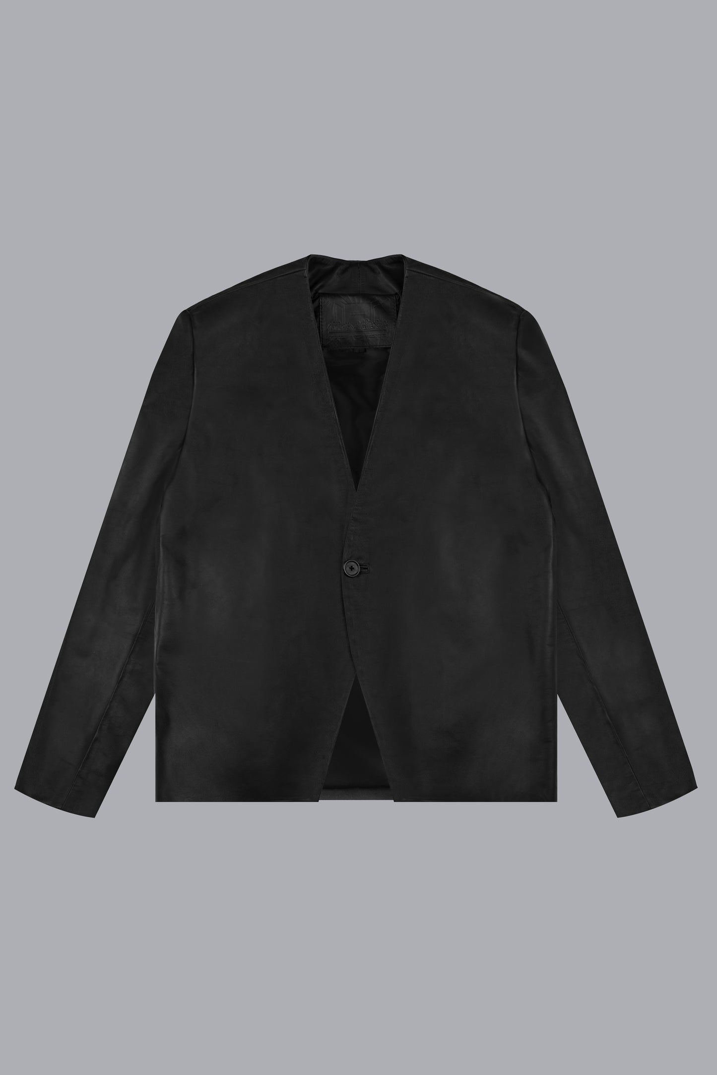 COLLARLESS LEATHER BLAZER