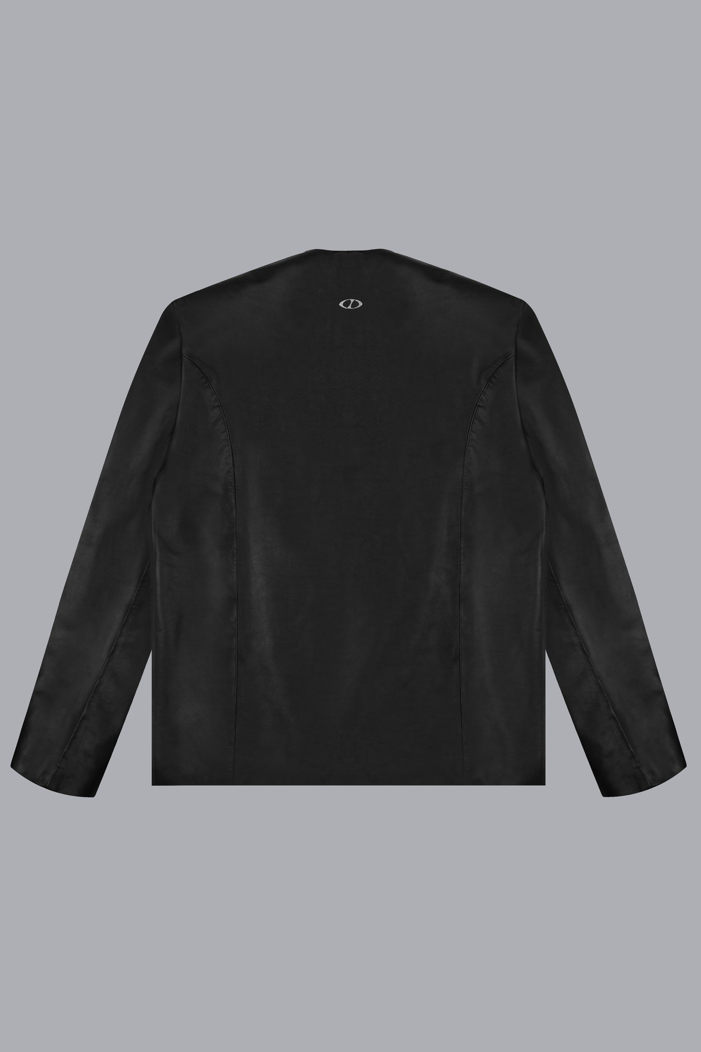 COLLARLESS LEATHER BLAZER