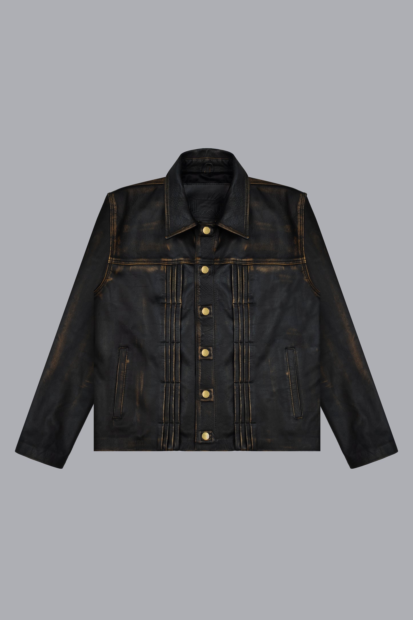 LEATHER TYPE 01 JACKET - WASHED BLACK