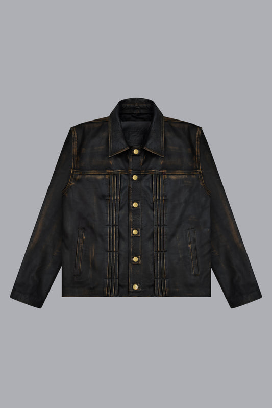 LEATHER TYPE 01 JACKET - WASHED BLACK