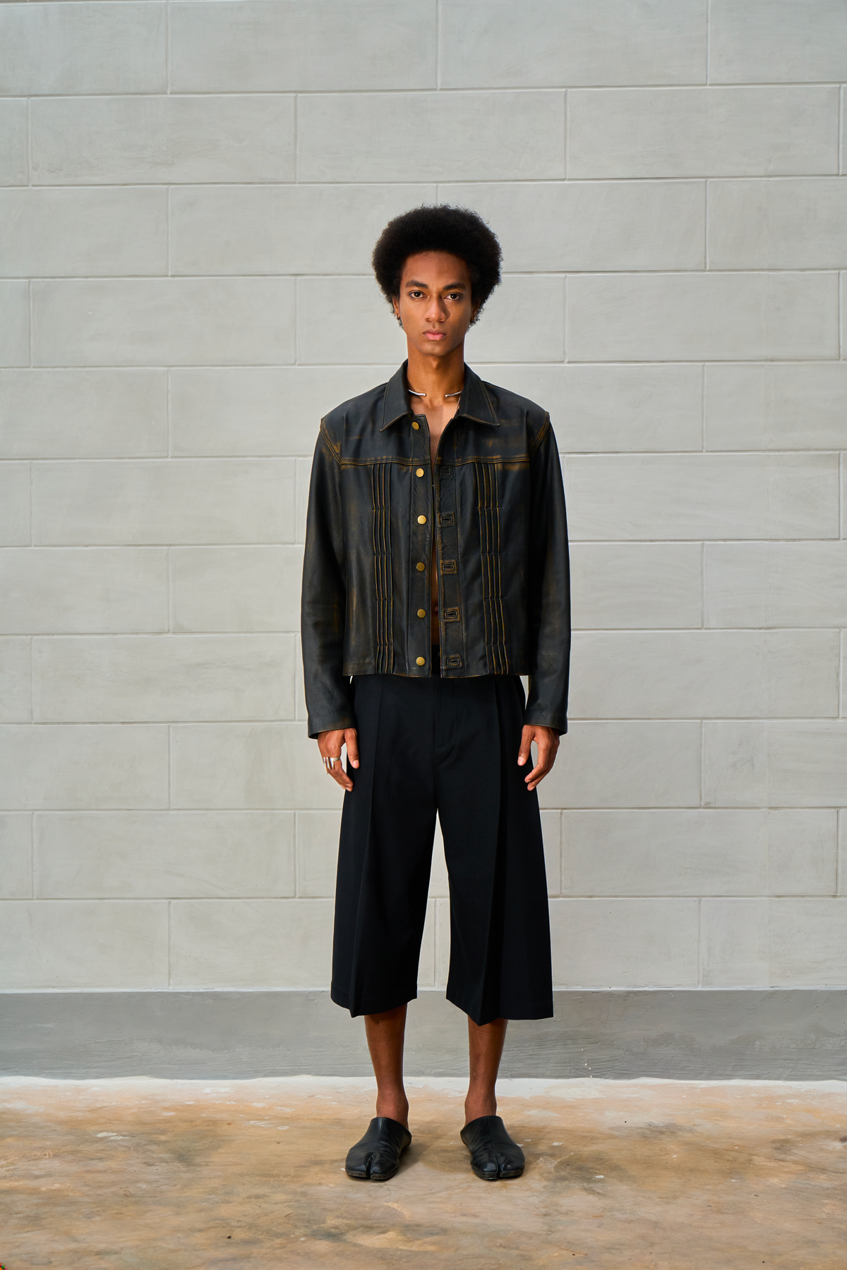 LEATHER TYPE 01 JACKET - WASHED BLACK