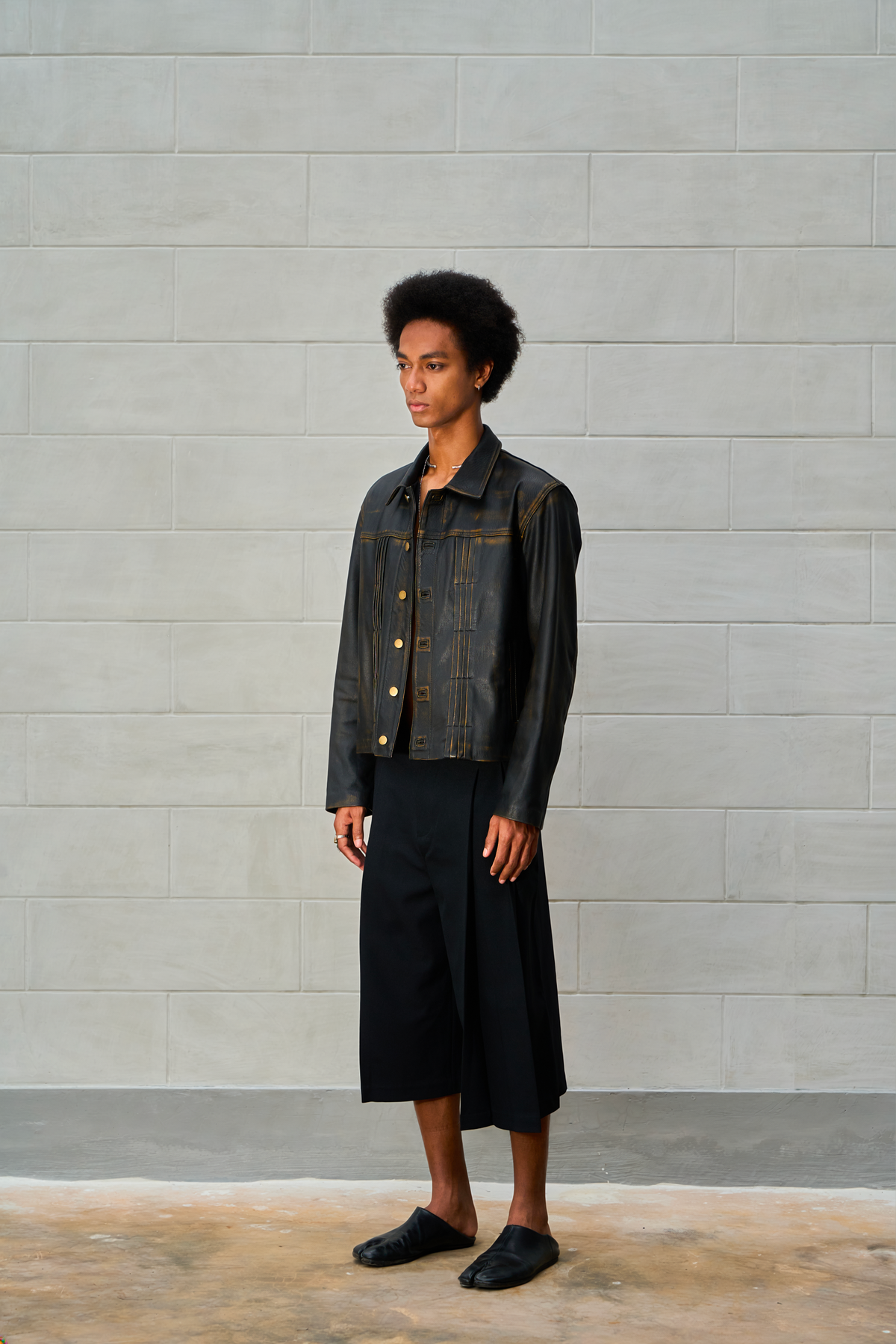 LEATHER TYPE 01 JACKET - WASHED BLACK