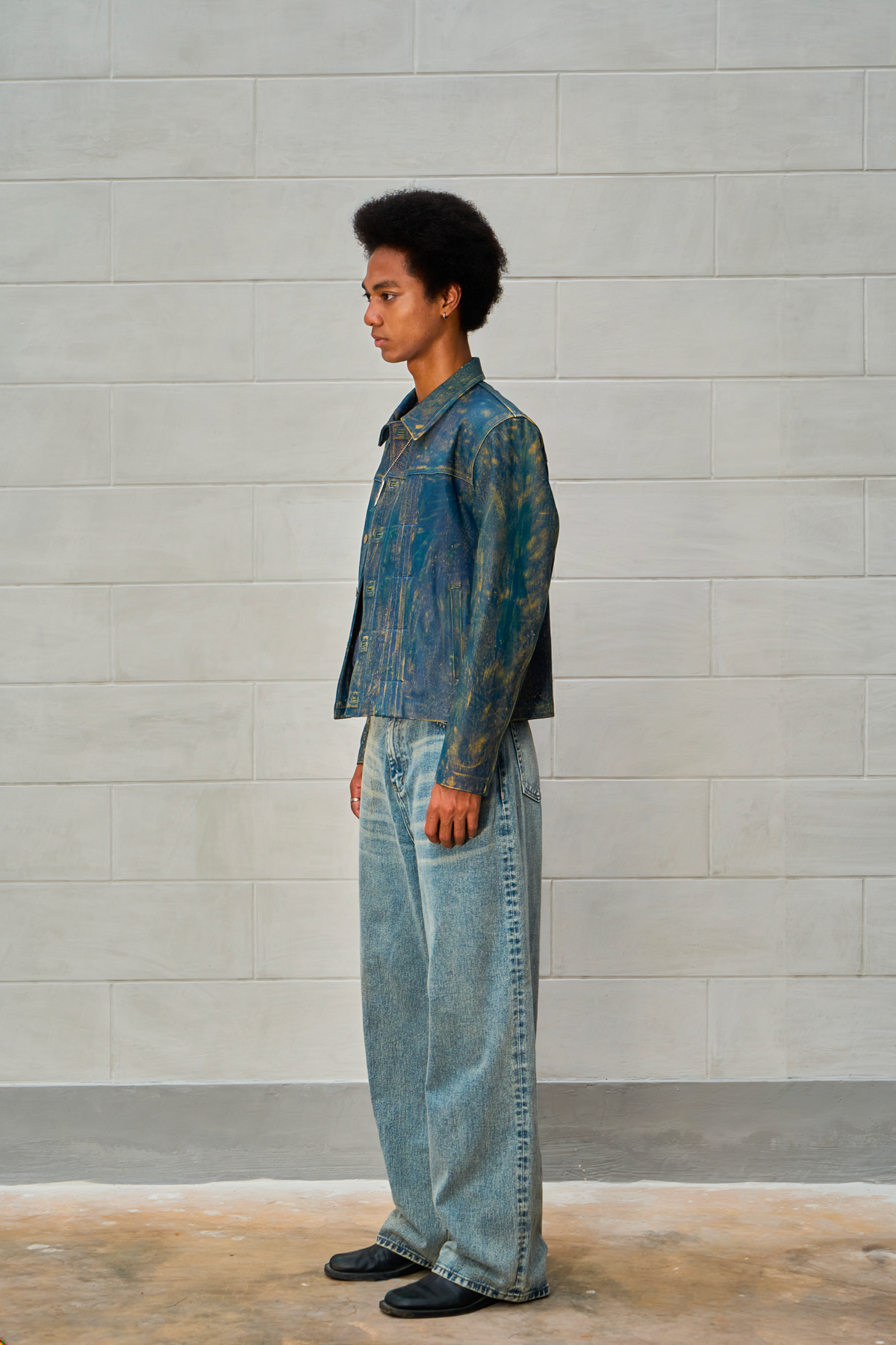 LEATHER TYPE 01 JACKET - WASHED DENIM