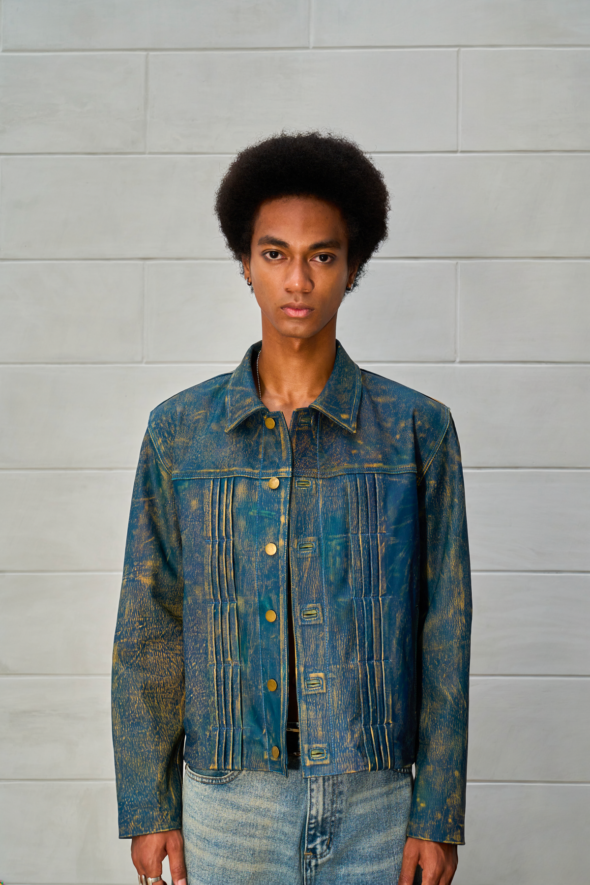 LEATHER TYPE 01 JACKET - WASHED DENIM