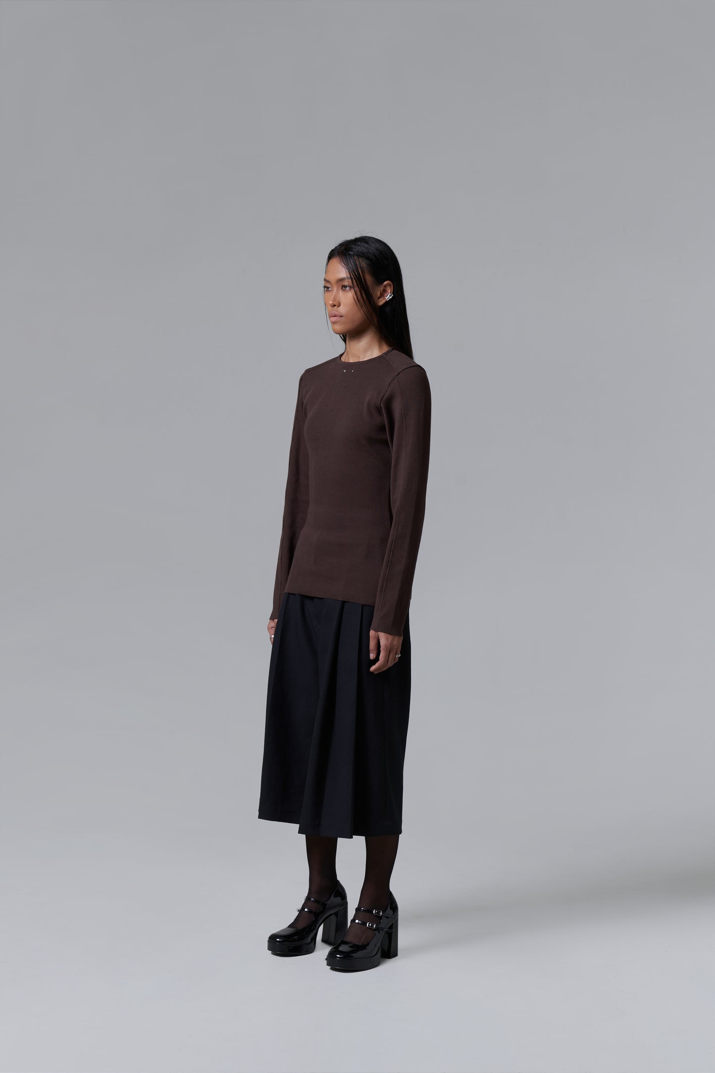 RIBBED COMPRESSION TOP V2 - BROWN