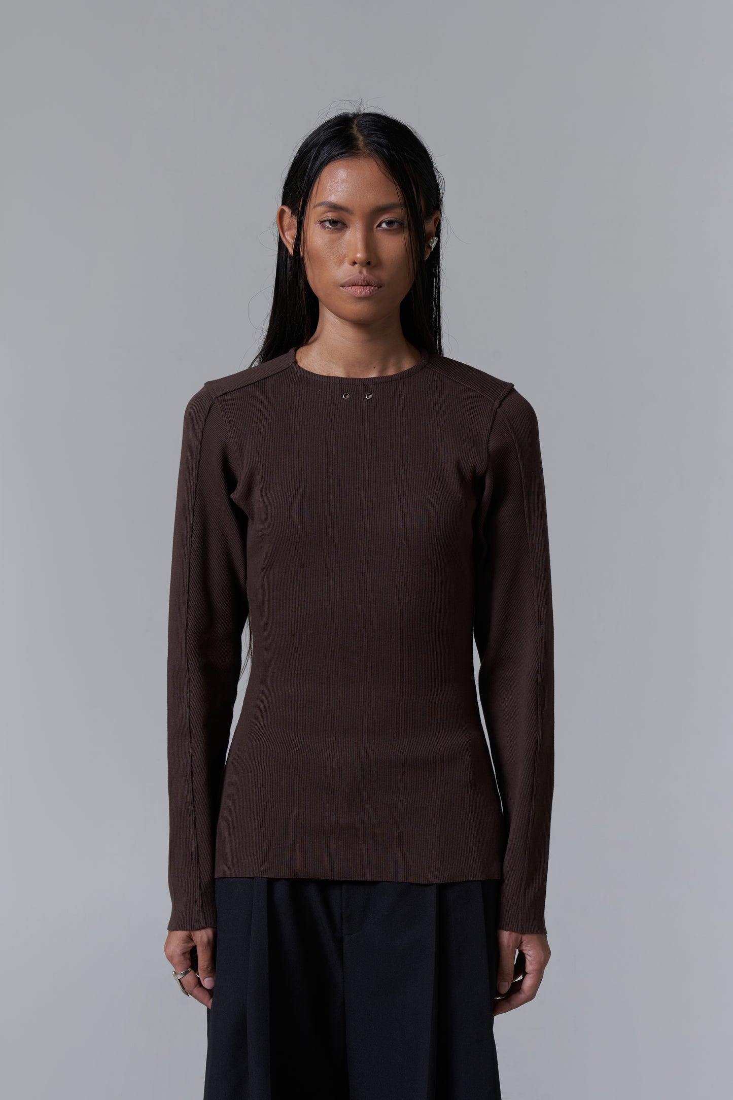 RIBBED COMPRESSION TOP V2 - BROWN